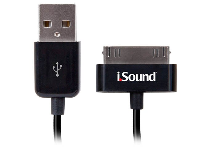 iSound 0.9m 3â€™ 30 Pin to USB Charge Sync Cable Black