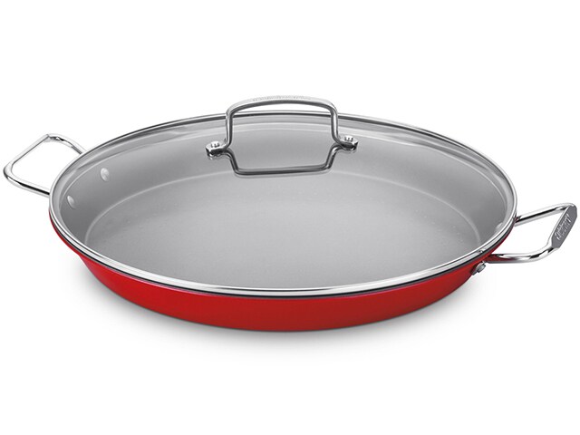 Cuisinart 15â€� Paella Pan with Glass Cover Red