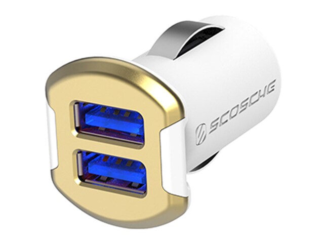 Scosche ReVoltâ„¢ USBC242MGD 2.4A Dual USB Car Charger Gold White