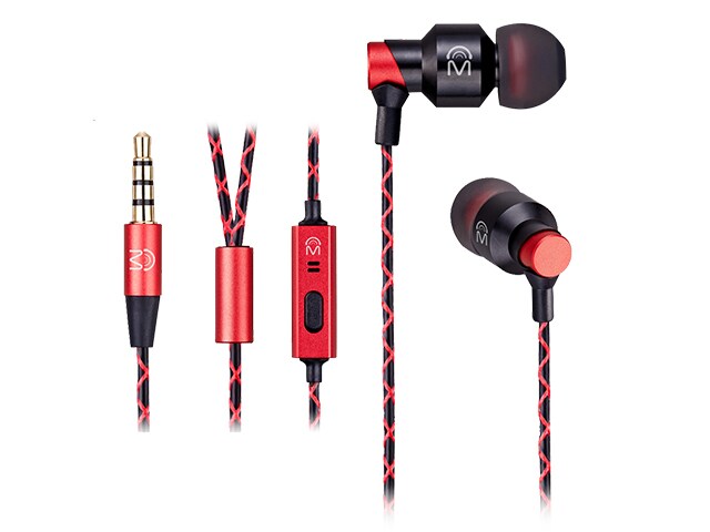 Mental Beats Xclusive Metal Earbuds with In Line Controls Red
