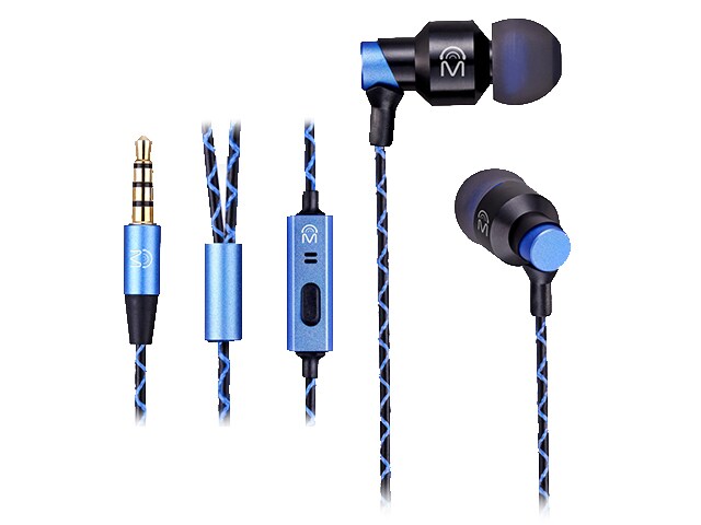 Mental Beats Xclusive Metal Earbuds with In Line Controls Blue