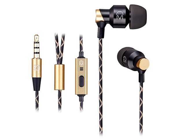 Mental Beats Xclusive Metal Earbuds with In Line Controls Gold