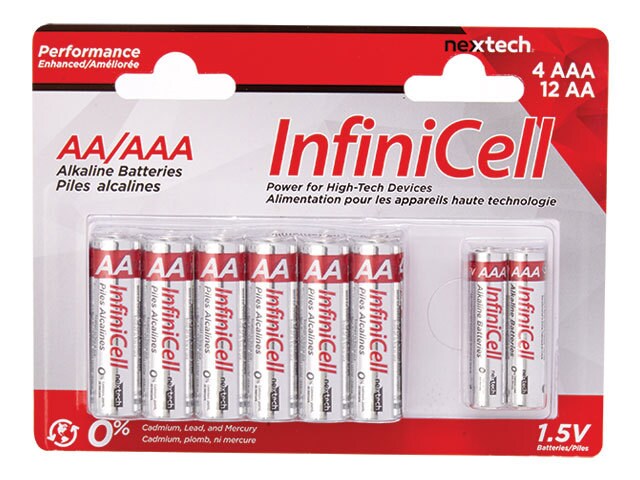 Infinicell AA AAA Alkaline Batteries 16 Pack