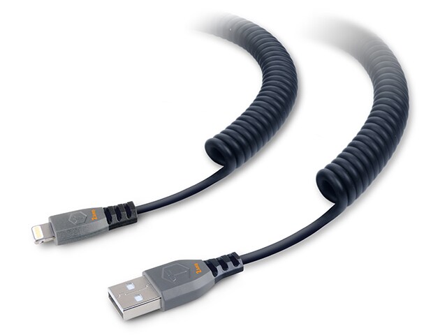 Tough Tested TT CC10 IP5 3m 10â€™ Coiled Lightning Cable Black