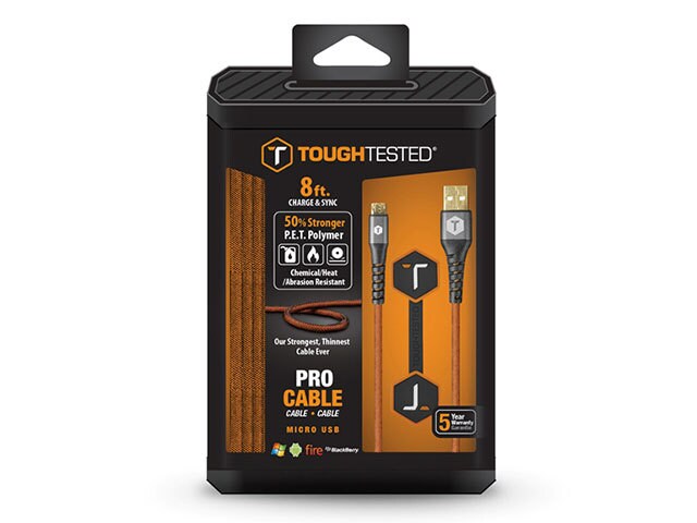 Tough Tested TT PC8 MICRO 2.4m 8â€™ Braided Micro USB Cable