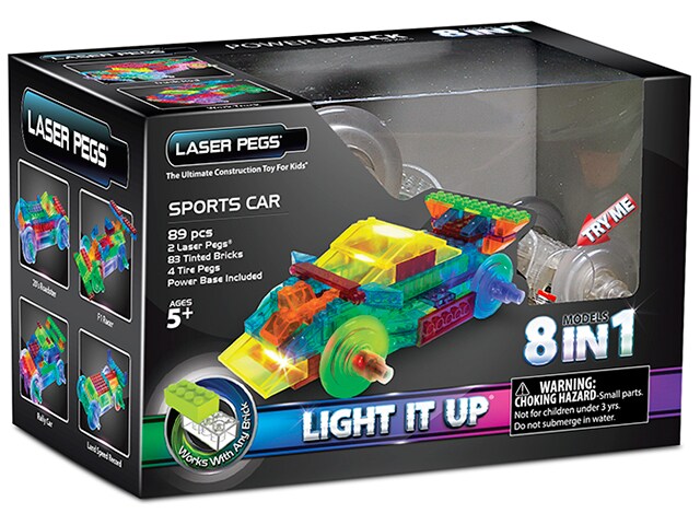 Laser Pegs 8 in 1 Sports Car Construction Brick Kit