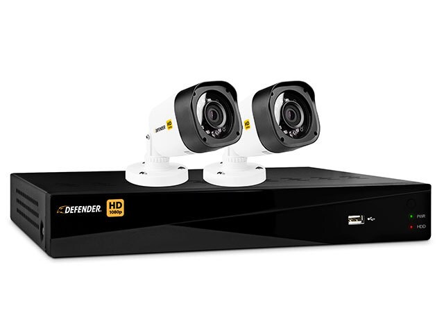 Defender HD 4 Channel 1TB HDD 1080p DVR Security System with 2 Bullet Cameras Web Mobile Viewing