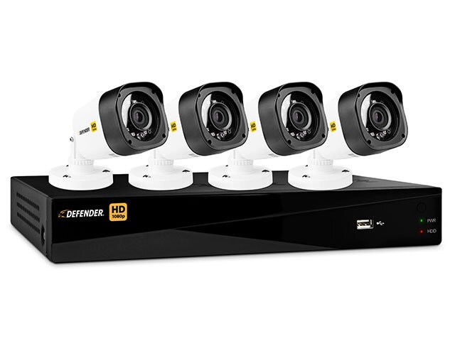 Defender HD 8 Channel 1TB HDD 1080p DVR Security System with 4 Bullet Cameras Web Mobile Viewing