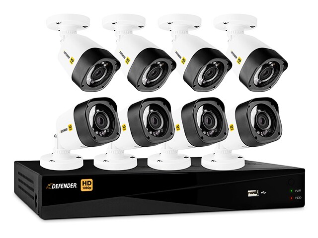 Defender HD 16 Channel 2TB HDD 1080p DVR Security System with 8 Bullet Cameras Web Mobile Viewing