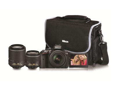 Nikon D5300 24.2MP DSLR Camera Bundle with Dual Lenses and Camera Bag - Black