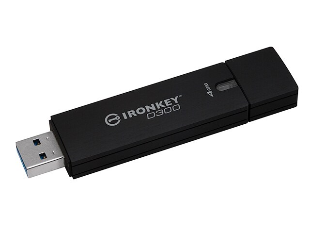 Kingston IronKey D300 4GB Encrypted USB 3.0 Flash Drive Black