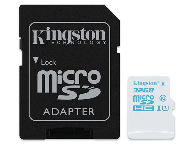 Kingston Action Camera 32GB UHS I Class 3 MicroSD Memory Card Adapter