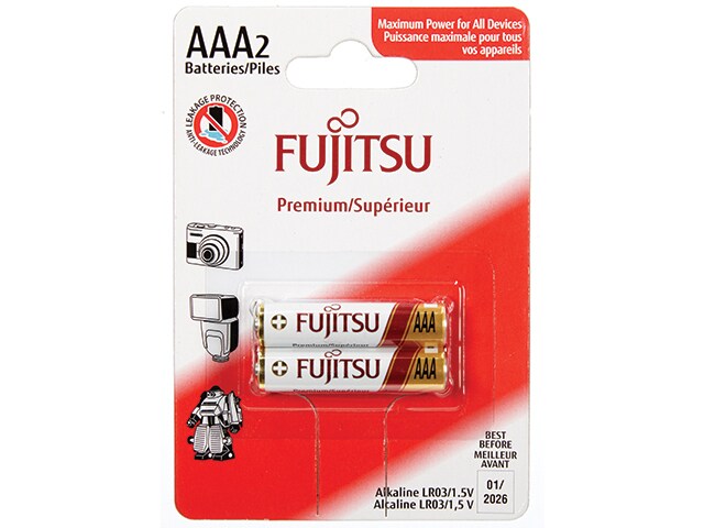 Fujitsu Premium Grade AAA Alkaline Batteries 2 Pack