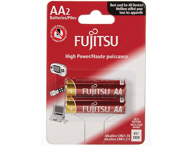 Fujitsu High Power Grade AA Alkaline Batteries 2 Pack