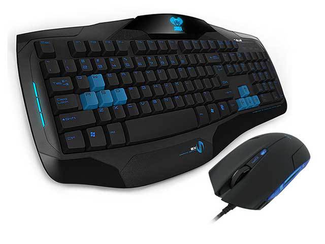 E Blue Cobra EKM812 Keyboard and Mouse Combo Set Black Blue
