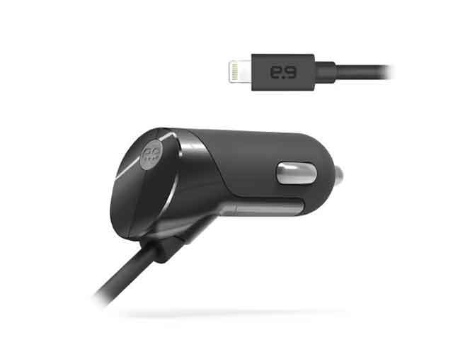 PureGear 61375PG 2.4A Car Charger with Lightning Cable Black