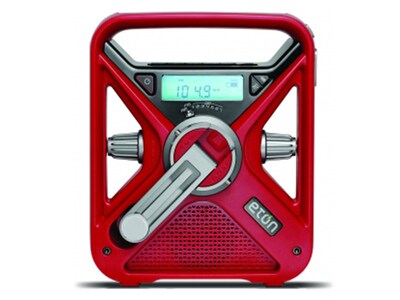 Radio d’urgence météo AM/FM à manivelle avec chargeur pour téléphone intelligent FRX3 d’Eton – rouge