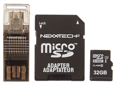 Nexxtech 32GB 4-in-1 U3 Class 10 microSDHC Memory Card Kit