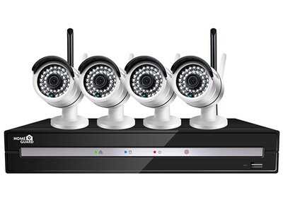 HOMEGUARD HGVK48804 Indoor/Outdoor Wi-Fi 4-Channel NVR Security System with 4 Weatherproof Cameras 