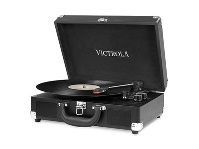 Victrola Portable Bluetooth® Suitcase Record Player with 3-Speed Turntable - Black