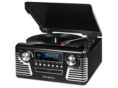 Victrola Bluetooth® Turntable with CD Player & FM/AM Radio - Black