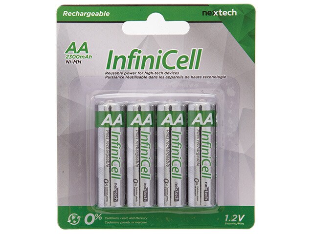 InfiniCell Rechargeable Ni MH AA Battery 4 Pack