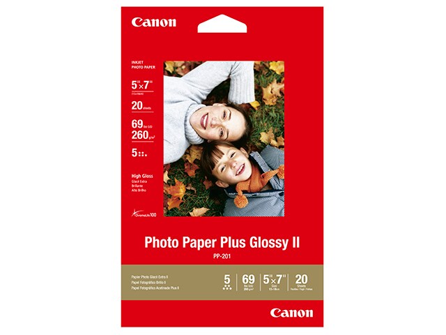 Canon PP 201 5x7 Photo Paper Plus Glossy II â€“ 20 Sheets