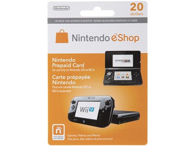 Carte pour la boutique en ligne de Nintendo pour Nintendo Wii U et 3DS - 20 $
