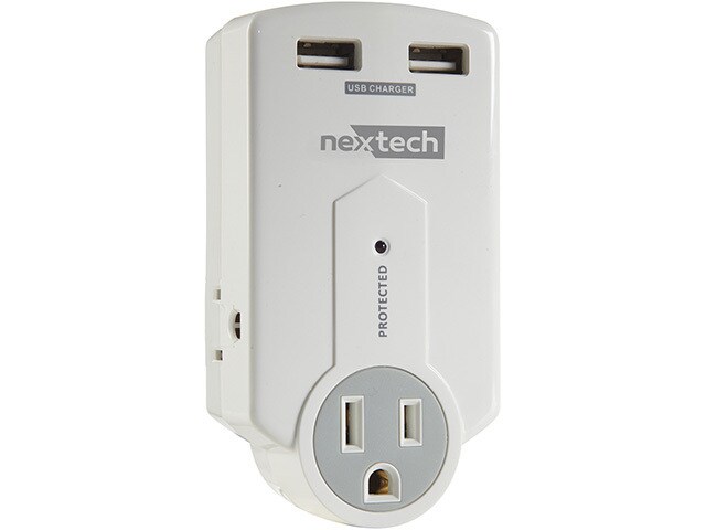 Nexxtech Mini Surge Protector With Dual USB Charger