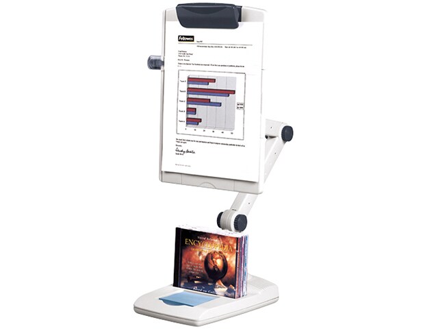 Fellowes 21128 Flex Arm Weighted Base Copyholder in Platinum and Grey