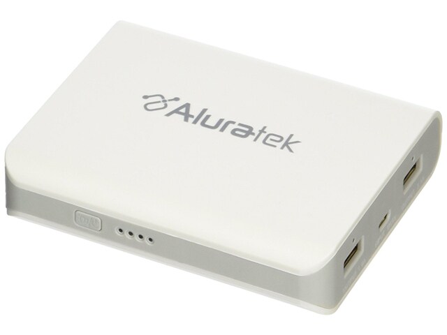 Aluratek Dual USB 8000mAh Portable Rechargeable Li Ion Battery Pack White