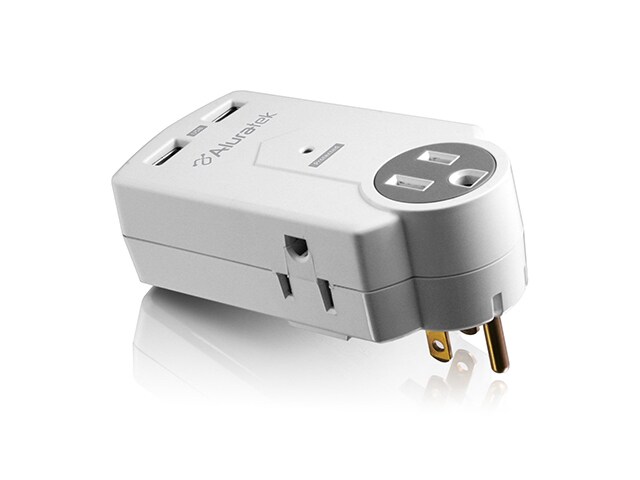 Aluratek Mini Surge Protector and Dual USB Charging Station White