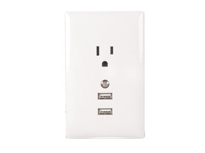RCA WP2UNLW Dual USB Wall Plate Charger & Nightlight