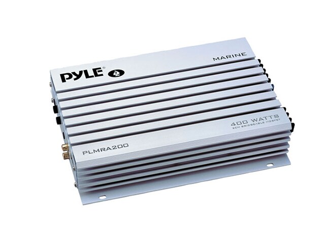 Pyle PLMRA200 Marine Audio with 2 Channel 400W Bridgeable Waterproof Marine Amplifier White