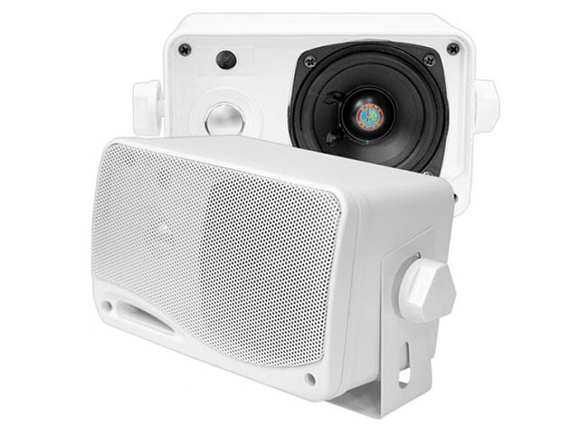 Pyle PLMR24 Marine Audio 3.5 quot; 200W 3 Way Weatherproof Mini Box Speaker System Pair White