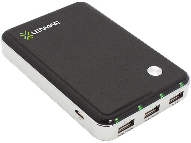 Lenmar Helix 11000mAh Portable Power Pack with 3 USB s for Mobile Phones Tablets Black