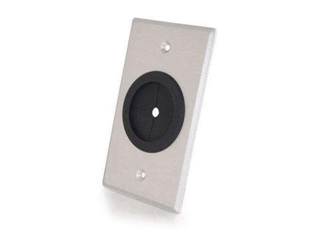 C2G 40489 Single Gang 1.5in Grommet Wall Plate Brushed Aluminum