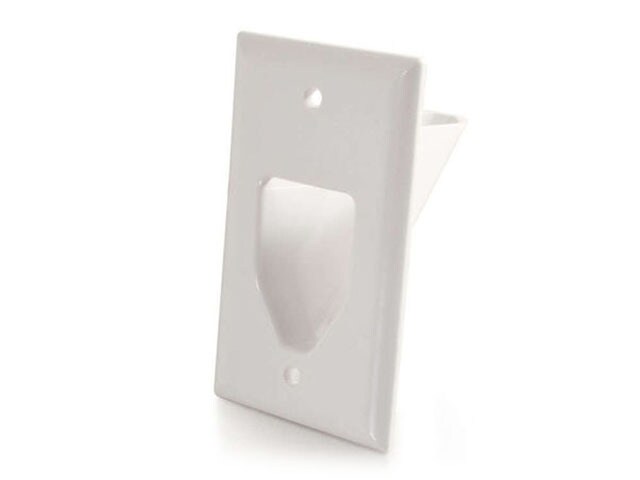 C2G 40594 Single Gang Recessed Low Voltage Cable Plate White