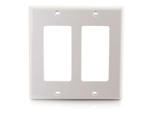 C2G 03728 Two Decora Compatible Cutout Double Gang Wall Plate White