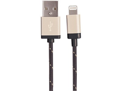Nexxtech 1.2m (4') Lightning Sync and Charge Cable with Metallic Housing - Gold