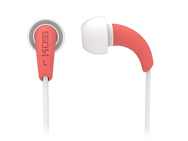 Koss KEB32 FitBuds Sweat Resistant Earbuds Coral