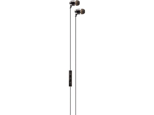 HeadRush stereo metal earbuds with in line mic and volume control black silver