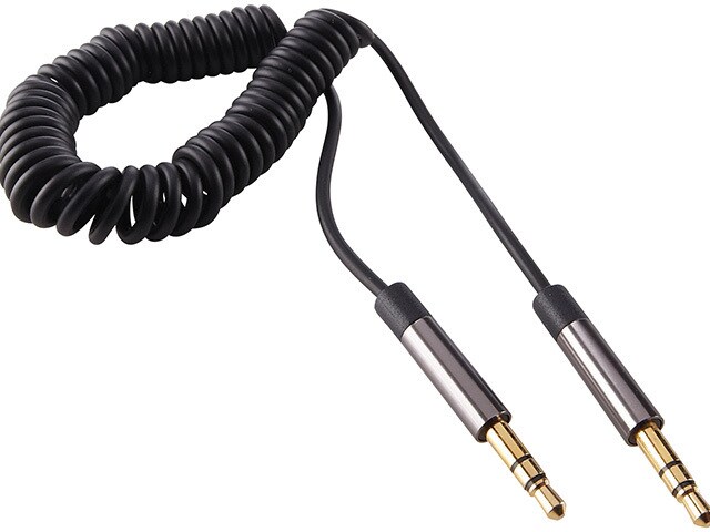 Nexxtech 1.8m 6 Coiled Audio Cable with 3.5mm Male to Male Stereo Connection