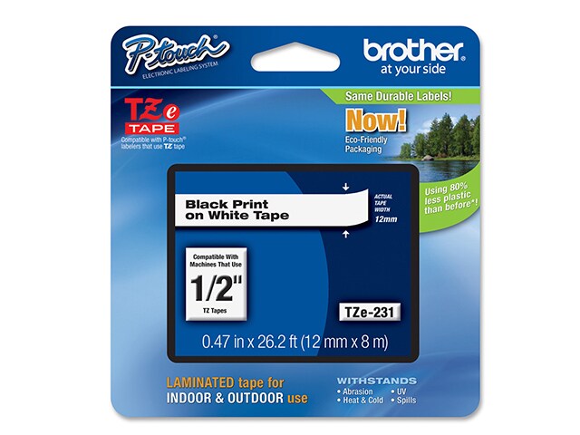 Brother Black on White Label Tape Cartridge 1 2 quot;