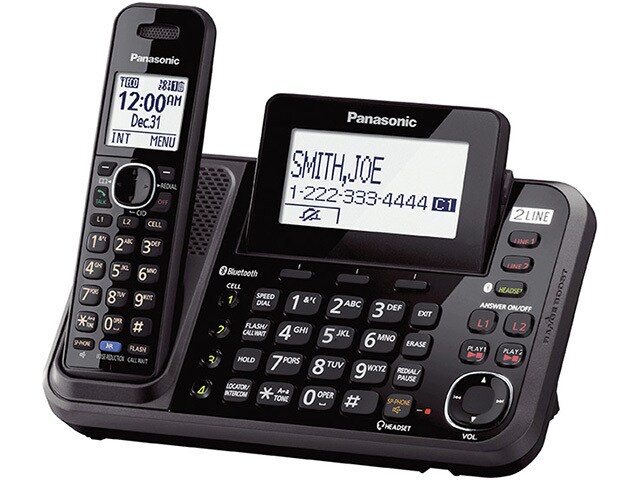 Panasonic KXTG9541B 1 Cordless phone with 2 Line System USB Charging Port Link2Cell* and Digital Answering system Black