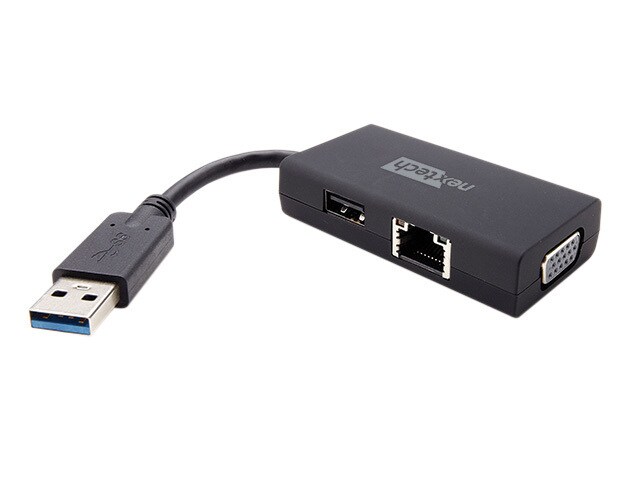 Nexxtech Portable 3 in 1 Combo Adapter USB 3.0 Input to VGA USB Hub or Ethernet