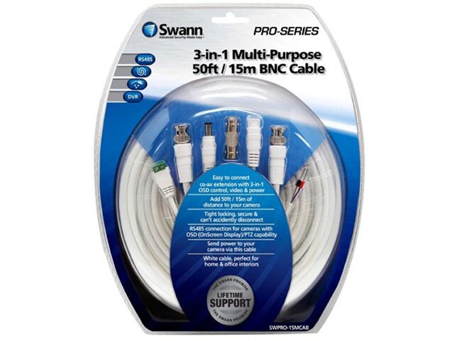 Swann Pro Series 3 in 1 Multi Purpose 15m 50 BNC Cable