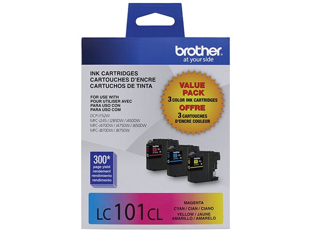 Brother LC1013PKS Innobella Standard Yield Color Ink Cartridges 1 each of Cyan Magenta and Yellow 3 Pack