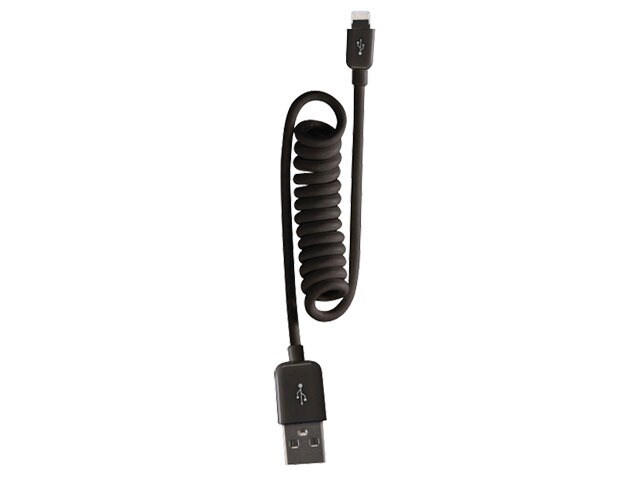 RCA 1.2m 4 Coiled Lightning Connector Cable for iPhone iPad Black
