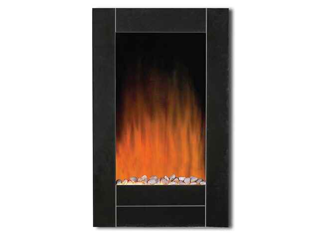 Modern Homes Wall Mount Fireplace with Bevel Edge Glass Front Black
